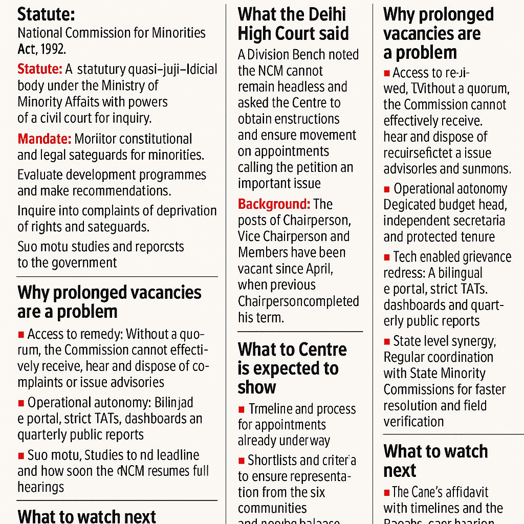 Delhi HC flags long vacancies at the National Commission for Minorities