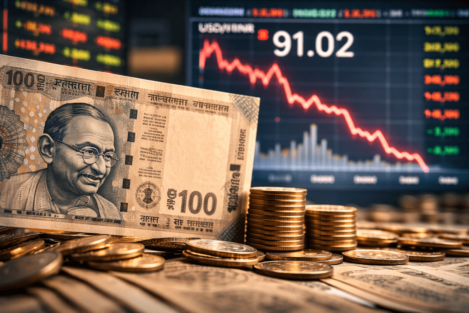 rupee all time low 90.93